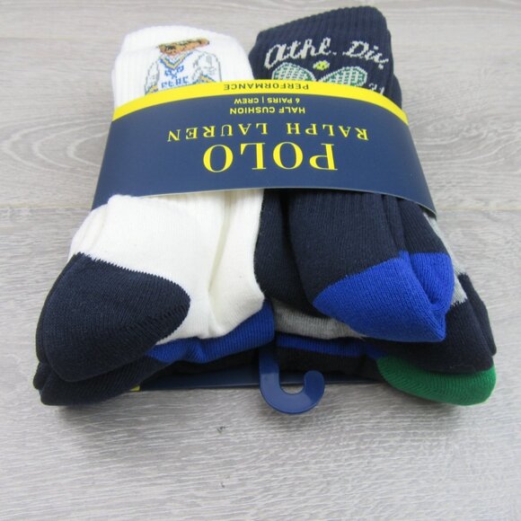 Polo Ralph Lauren Athletic Club Bear Crew Socks Multi 6 Pack Mens Size 6-13 NEW - Picture 6 of 15